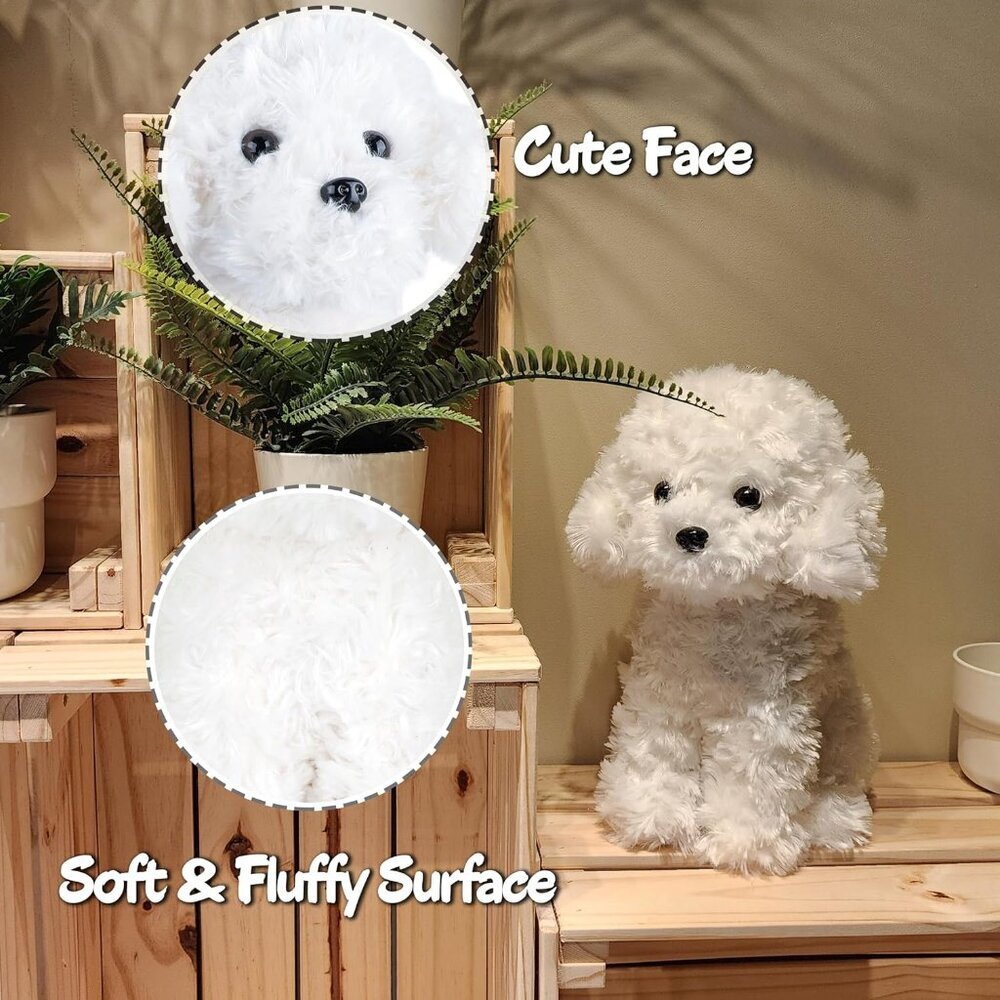 Bichon Frise Maltese Maltipoo White Labradoodle Plush Toy 12.6" Inches White - Picture 4 of 9